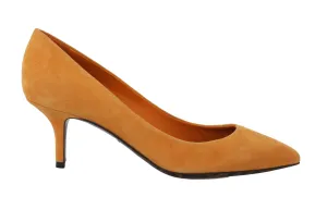 Orange Suede Leather Pumps