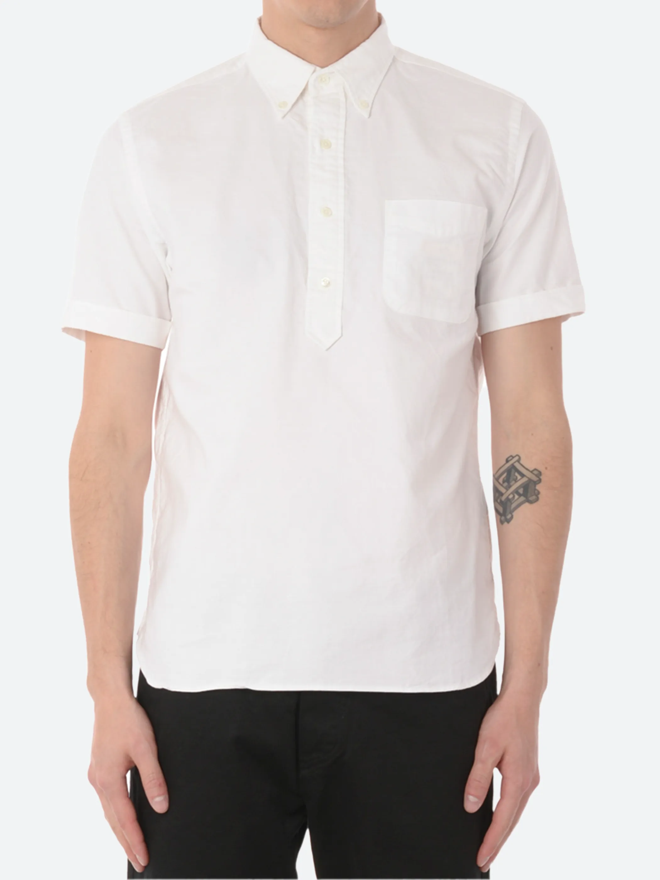 Oxford Pullover Short Sleeve Button-Down Shirt