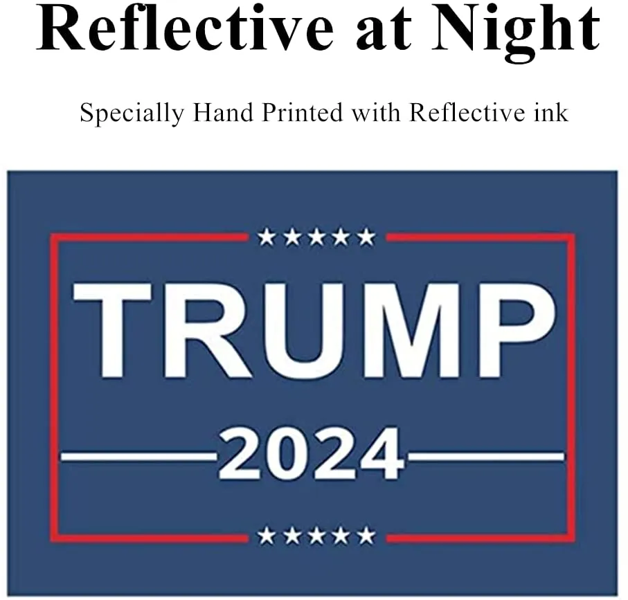 Patriotic Reflective Stickers,6 Pack 3×5 inch Donald Trump 2024