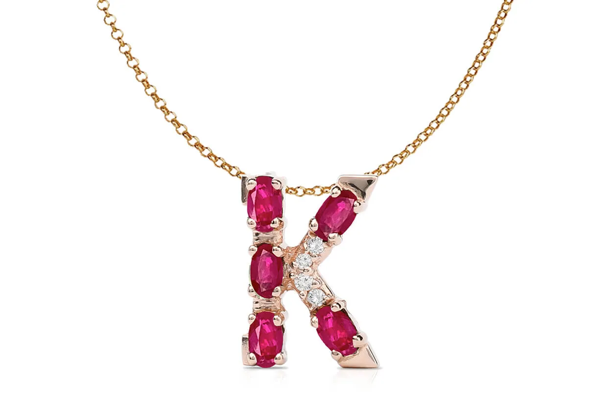 Pendant Letter K Initial 18kt Gold
