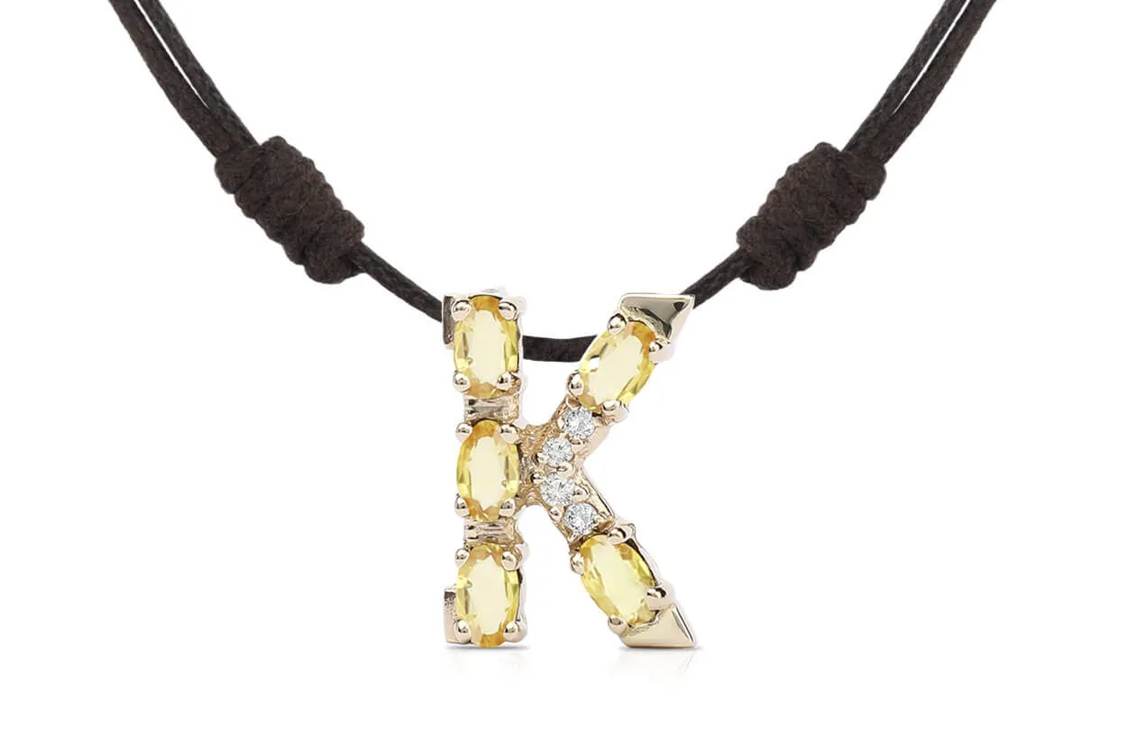 Pendant Letter K Initial 18kt Gold