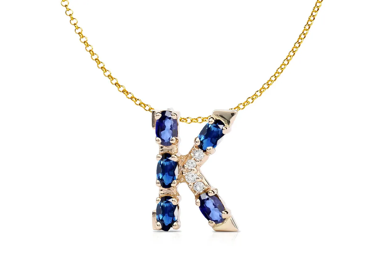 Pendant Letter K Initial 18kt Gold