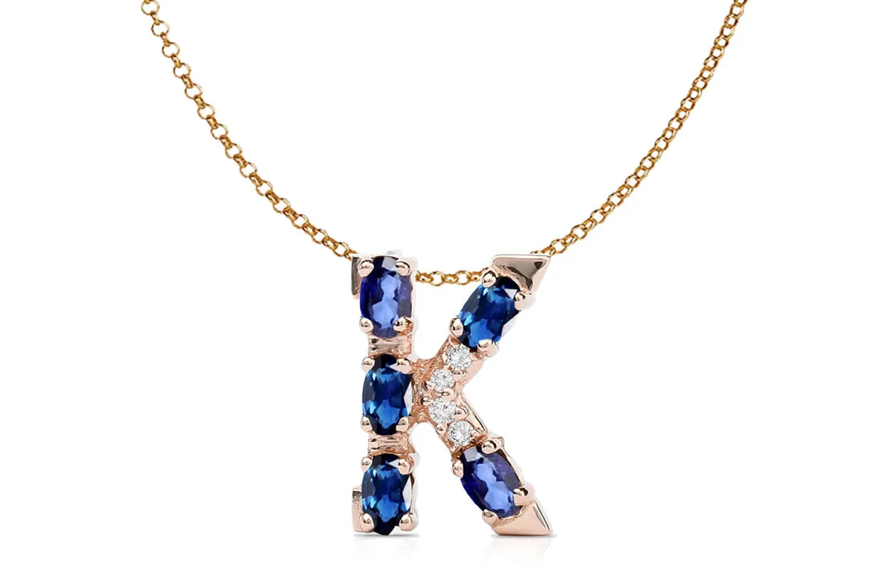 Pendant Letter K Initial 18kt Gold