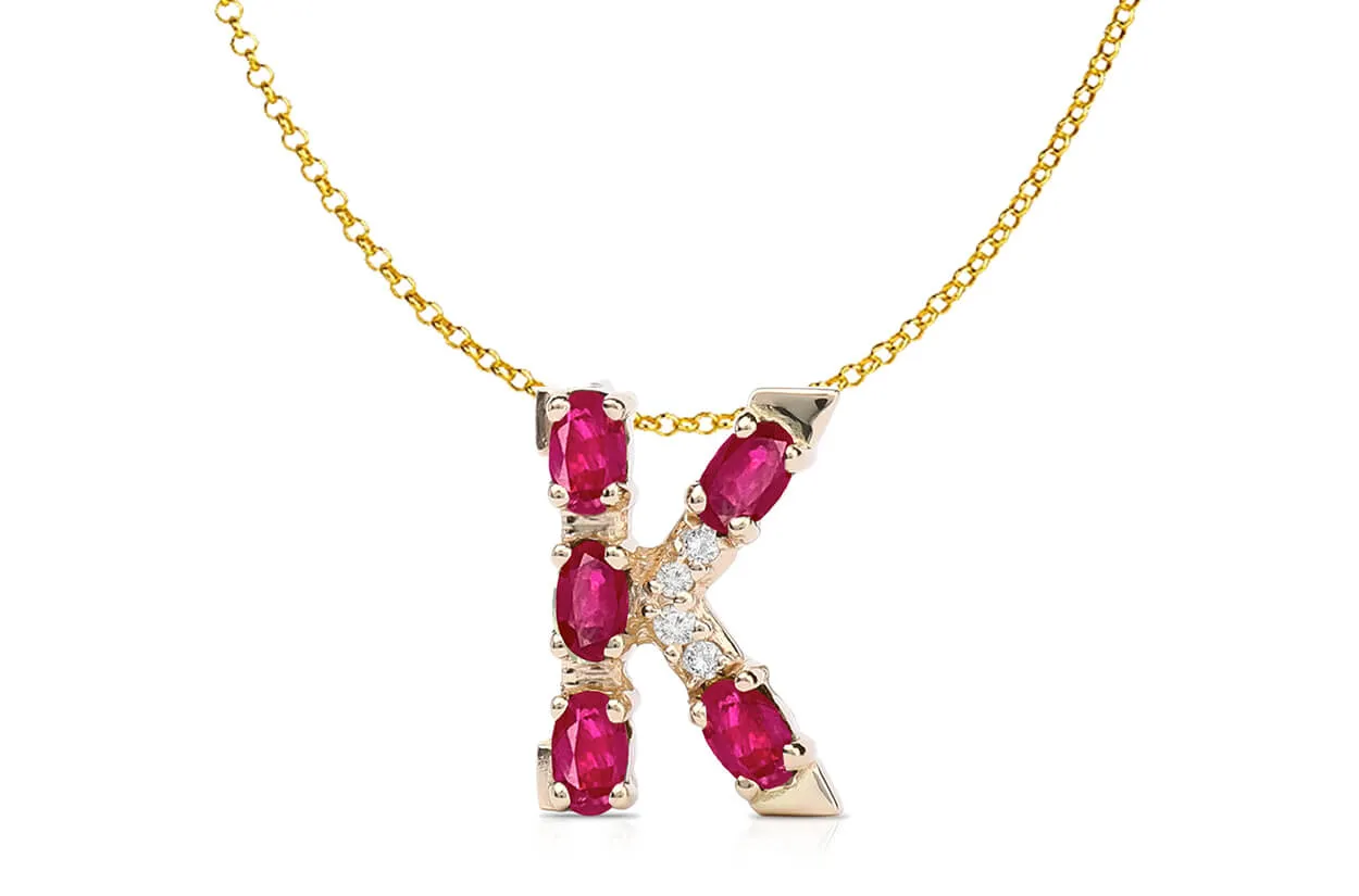 Pendant Letter K Initial 18kt Gold