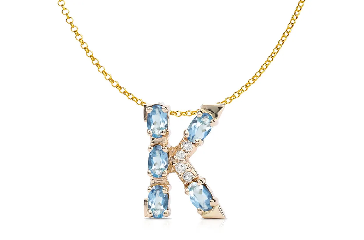 Pendant Letter K Initial 18kt Gold