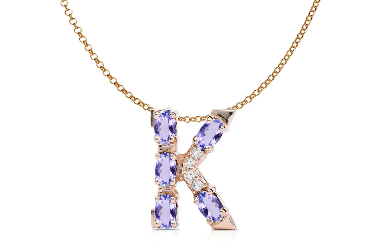 Pendant Letter K Initial 18kt Gold