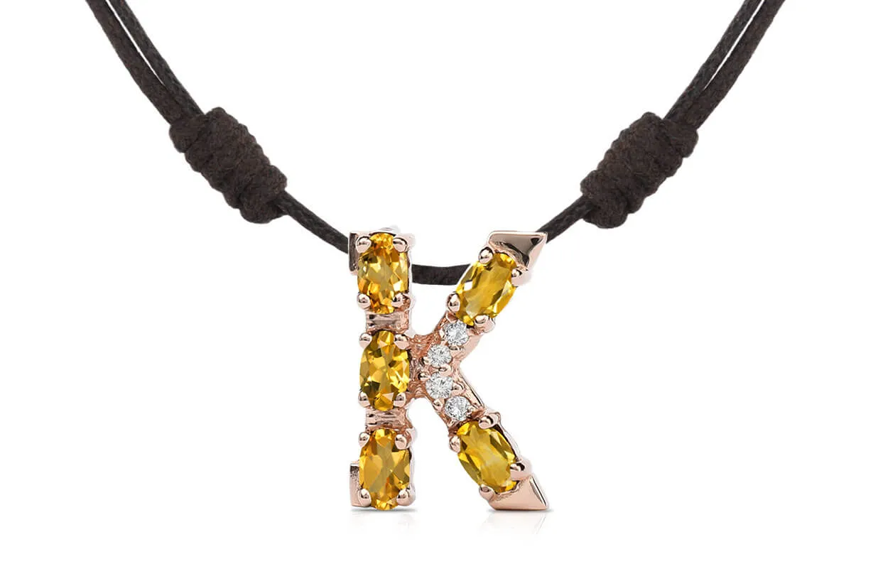 Pendant Letter K Initial 18kt Gold