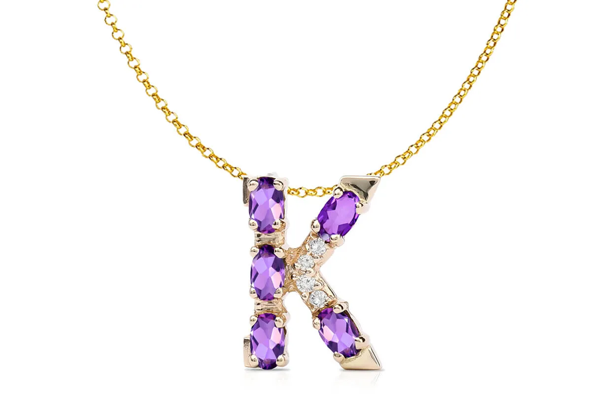 Pendant Letter K Initial 18kt Gold