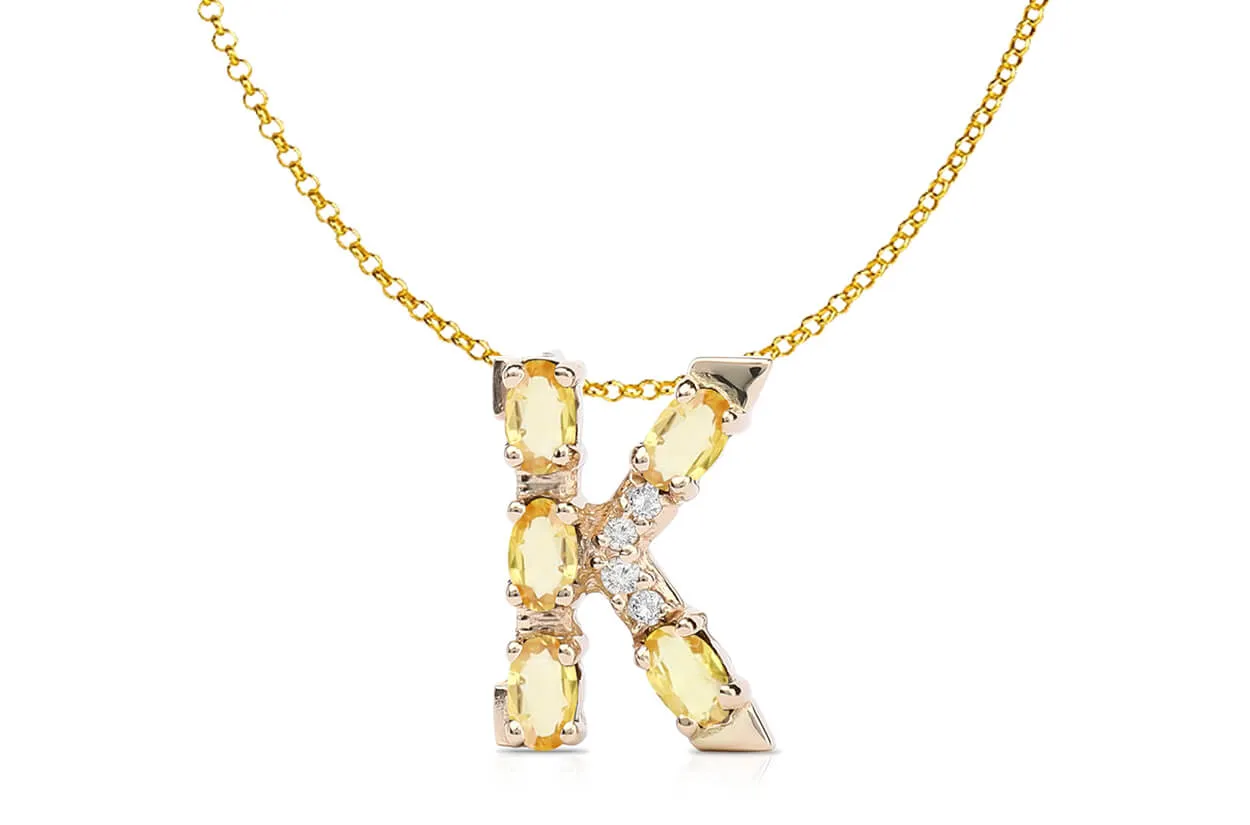 Pendant Letter K Initial 18kt Gold