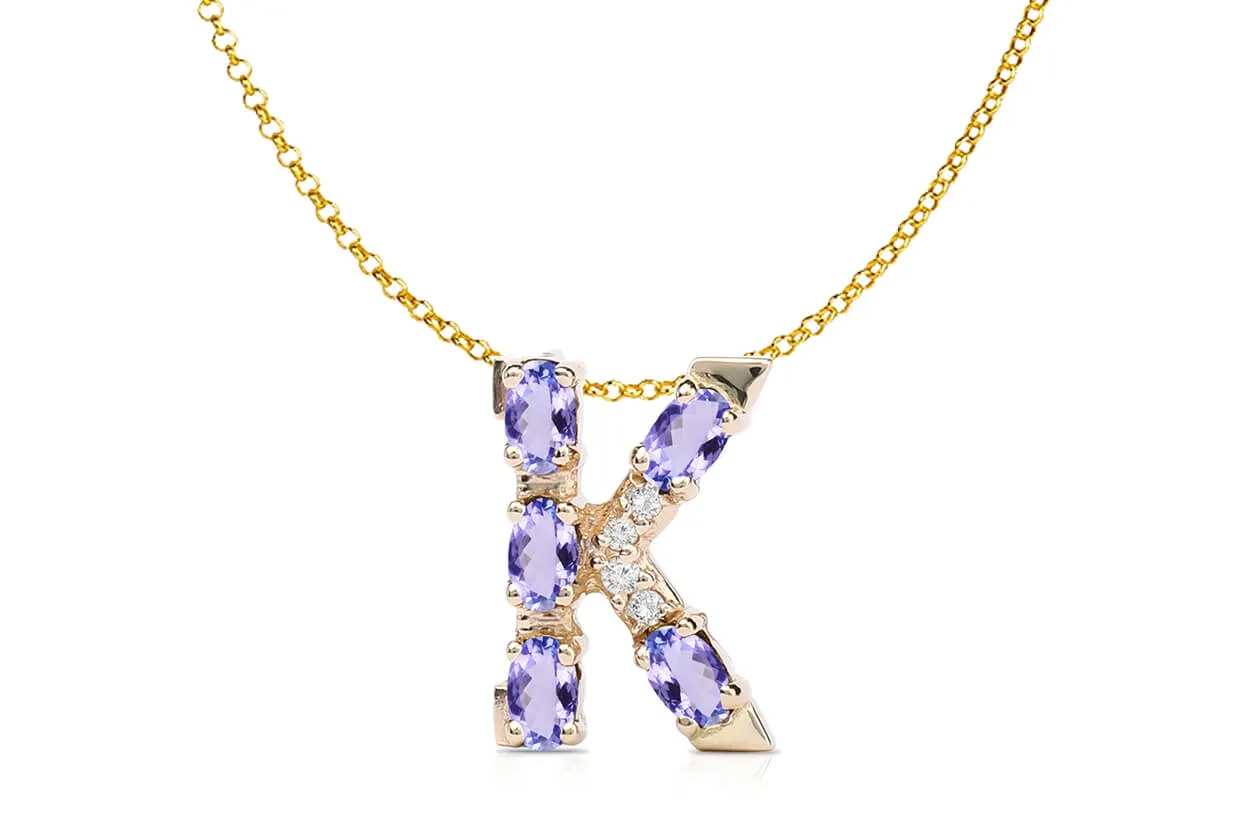 Pendant Letter K Initial 18kt Gold