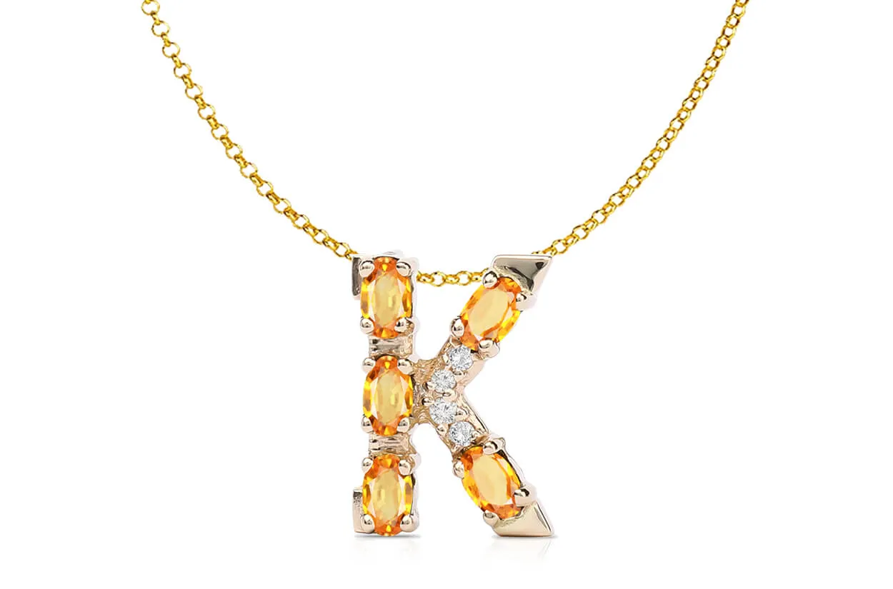 Pendant Letter K Initial 18kt Gold