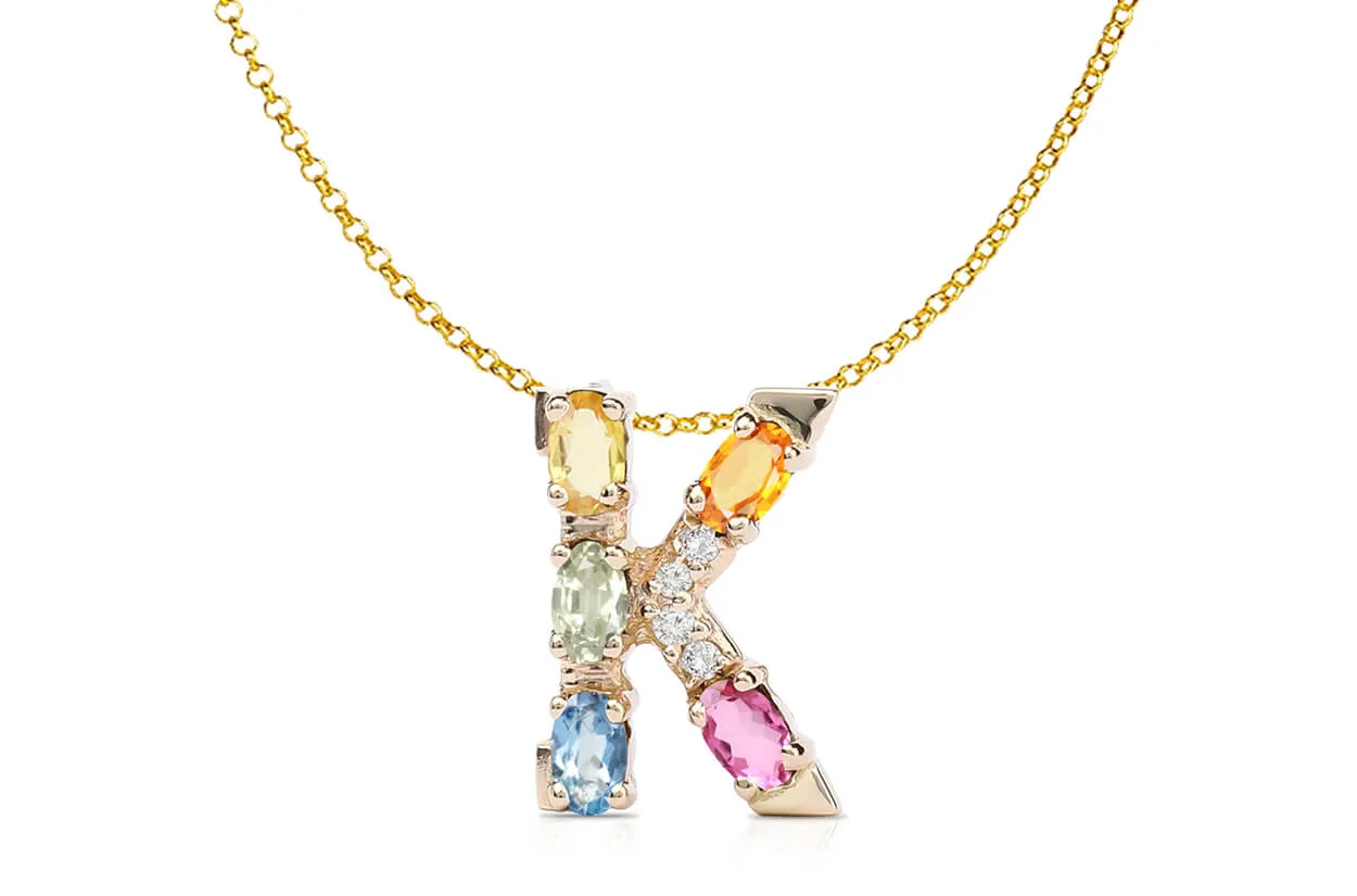Pendant Letter K Initial 18kt Gold
