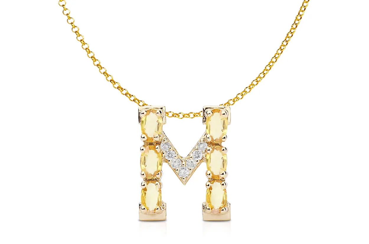 Pendant Letter M Initial 18kt Gold