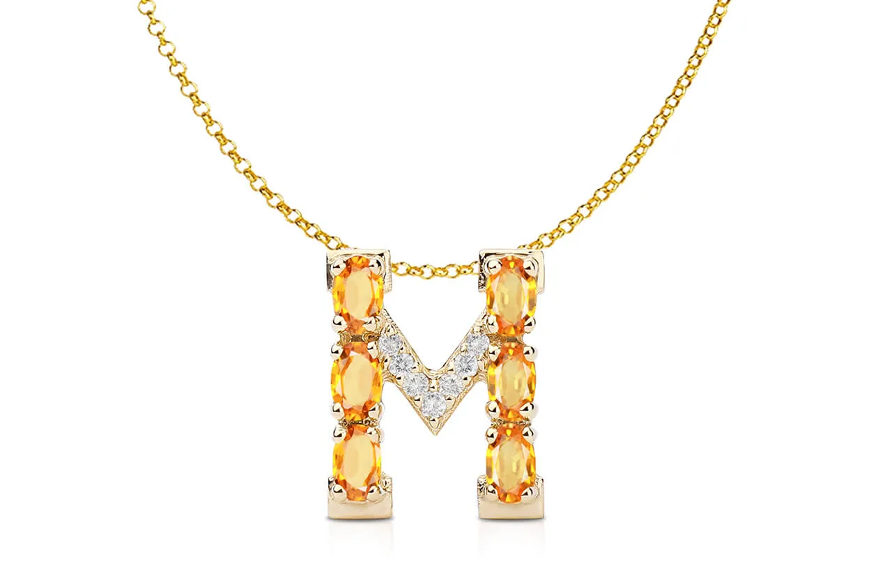 Pendant Letter M Initial 18kt Gold