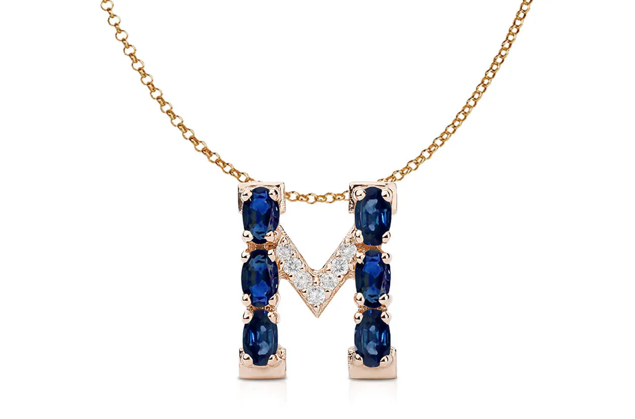 Pendant Letter M Initial 18kt Gold