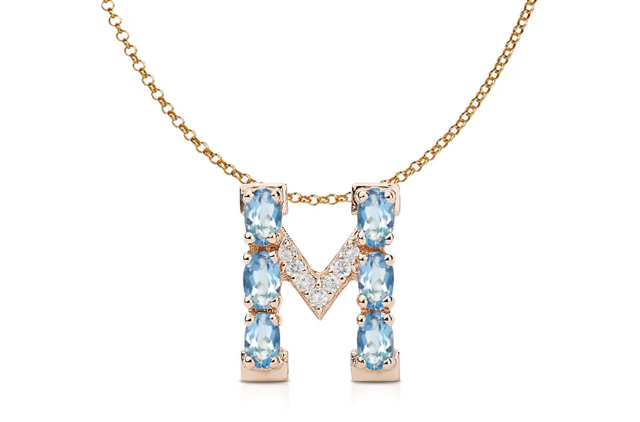 Pendant Letter M Initial 18kt Gold