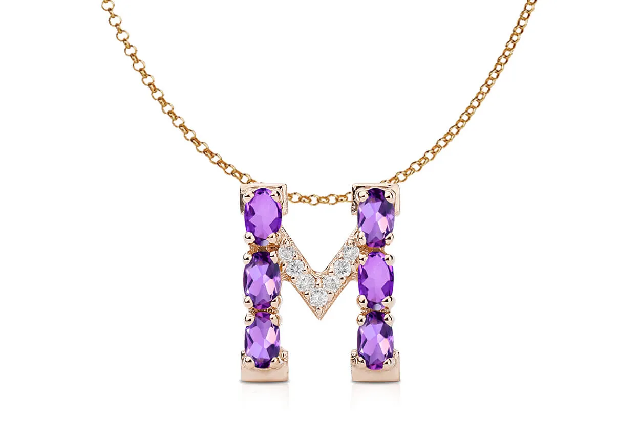 Pendant Letter M Initial 18kt Gold