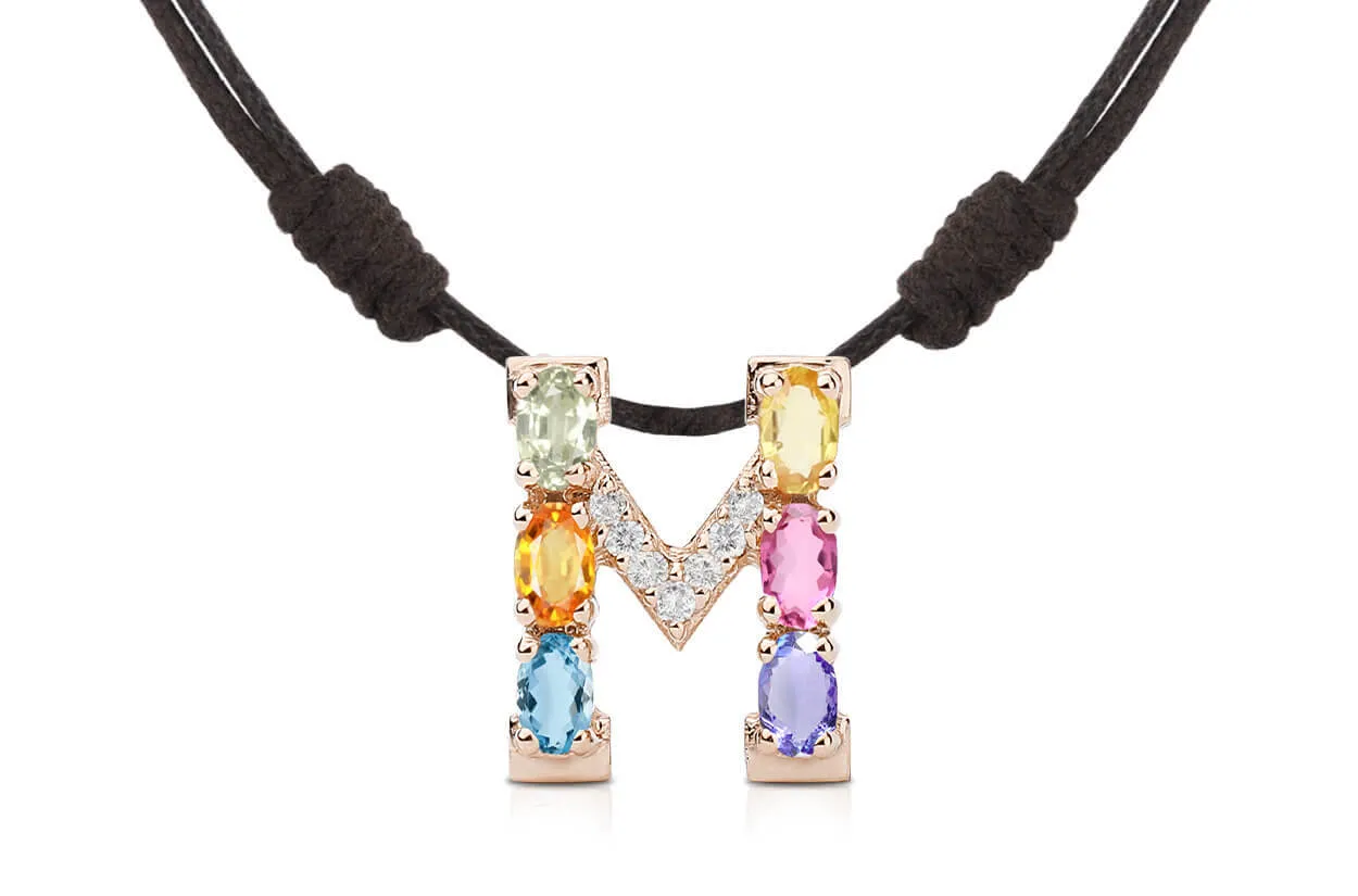 Pendant Letter M Initial 18kt Gold