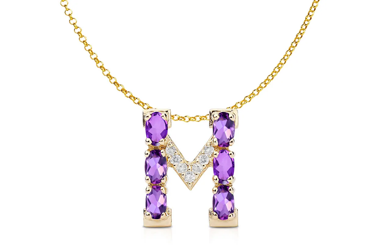 Pendant Letter M Initial 18kt Gold