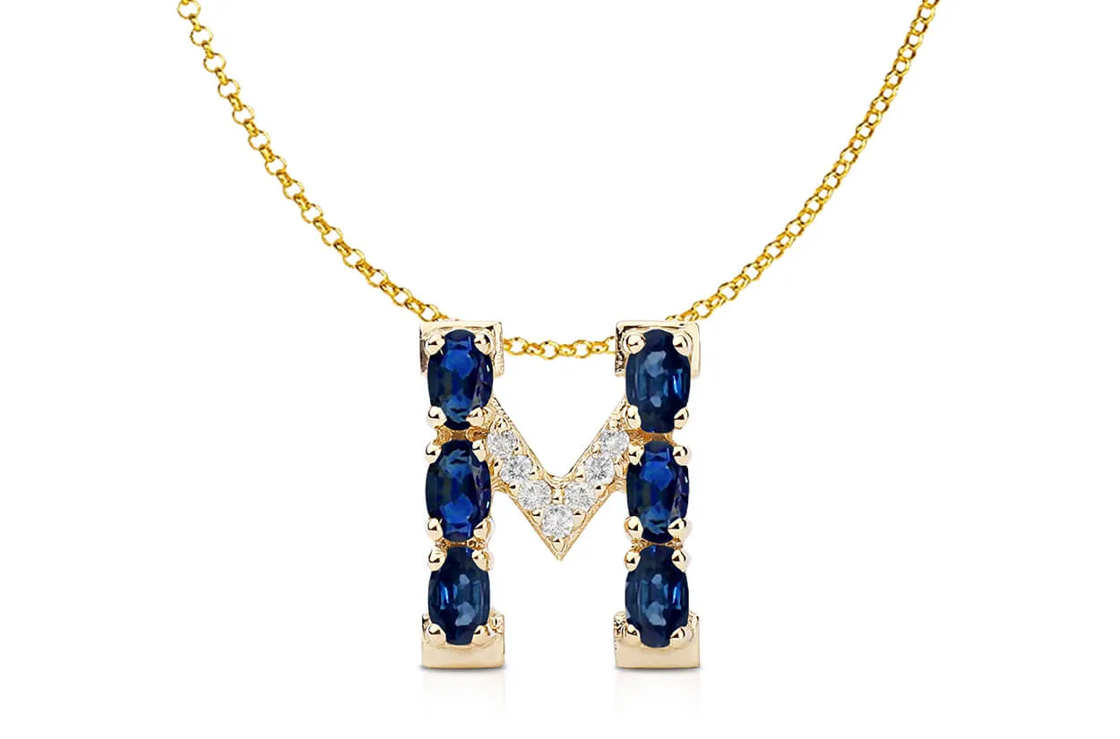 Pendant Letter M Initial 18kt Gold