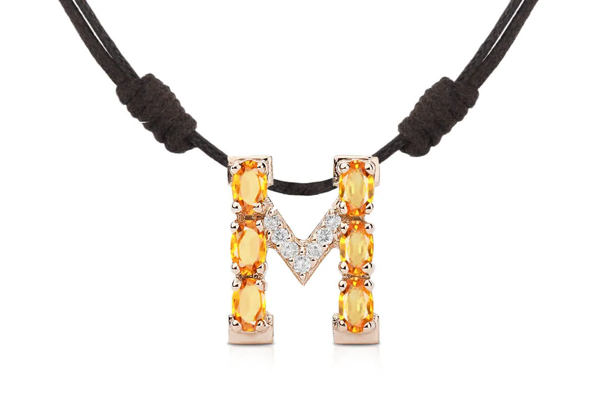 Pendant Letter M Initial 18kt Gold