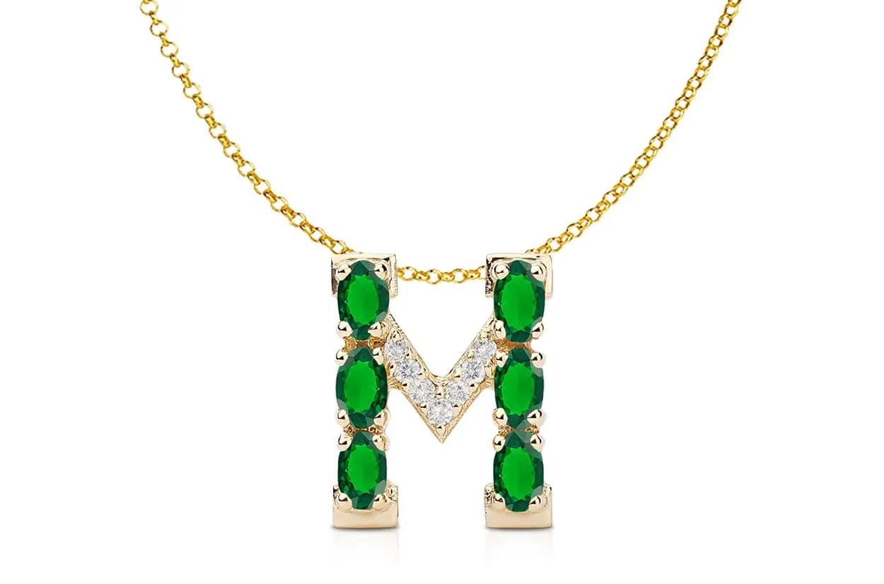 Pendant Letter M Initial 18kt Gold