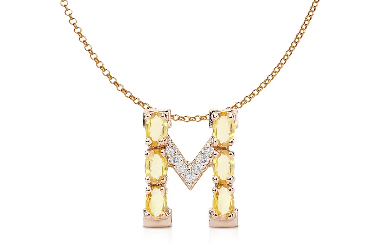 Pendant Letter M Initial 18kt Gold