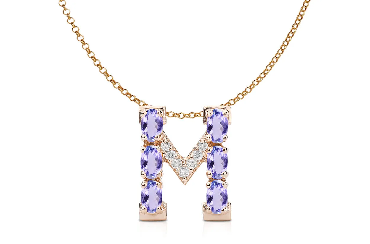 Pendant Letter M Initial 18kt Gold