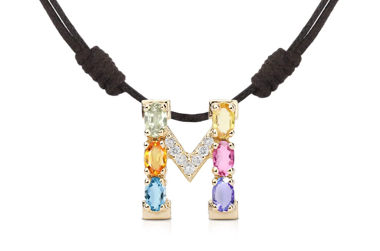Pendant Letter M Initial 18kt Gold