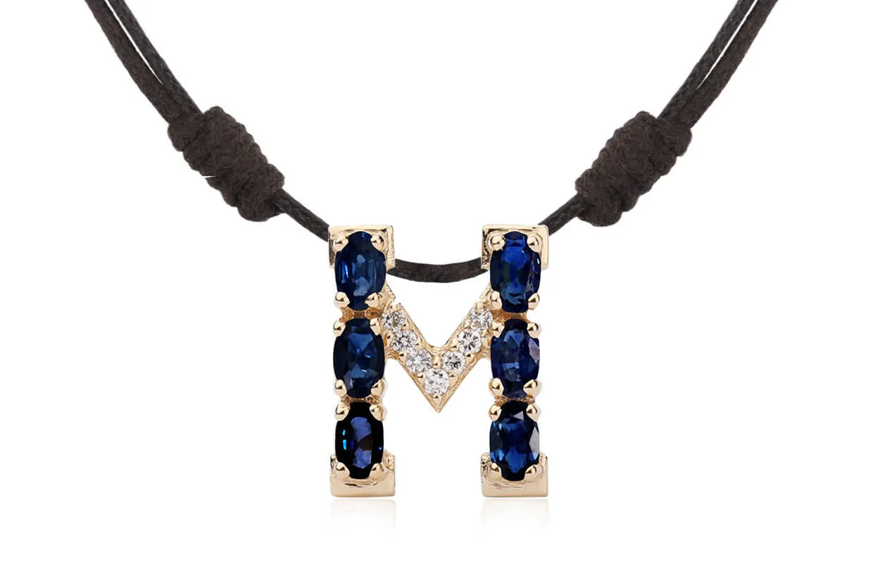 Pendant Letter M Initial 18kt Gold
