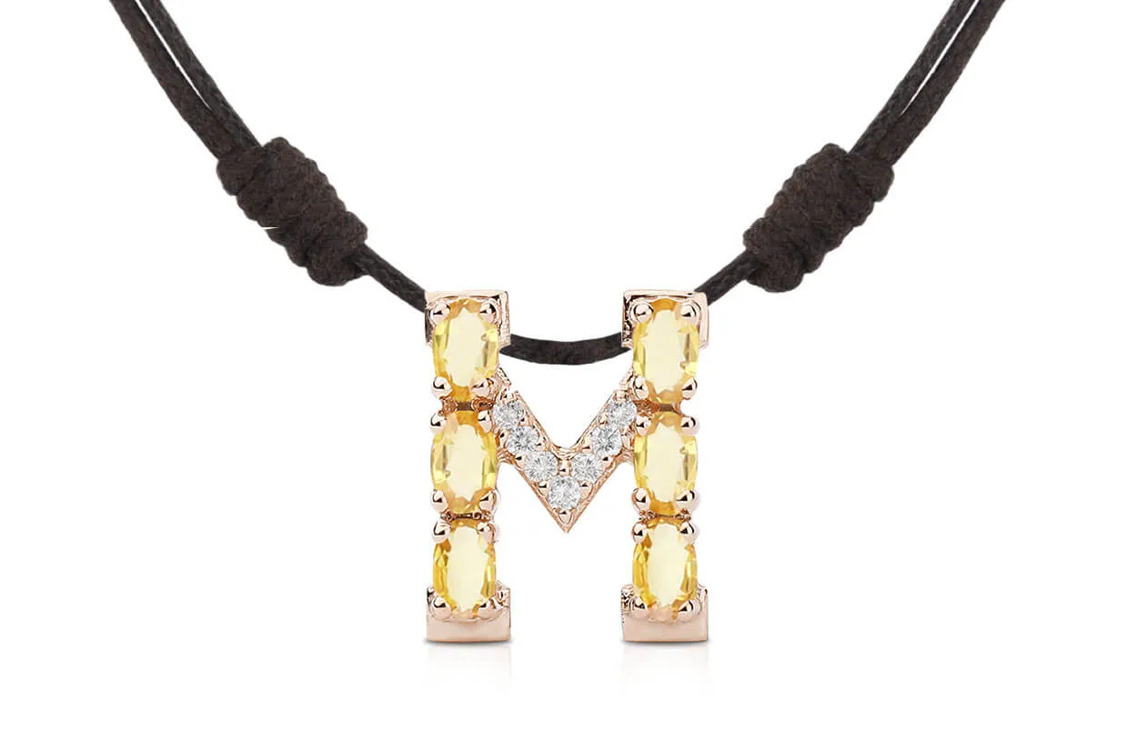 Pendant Letter M Initial 18kt Gold