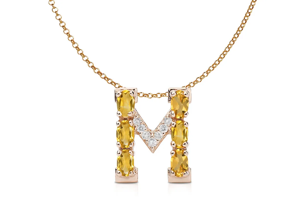 Pendant Letter M Initial 18kt Gold