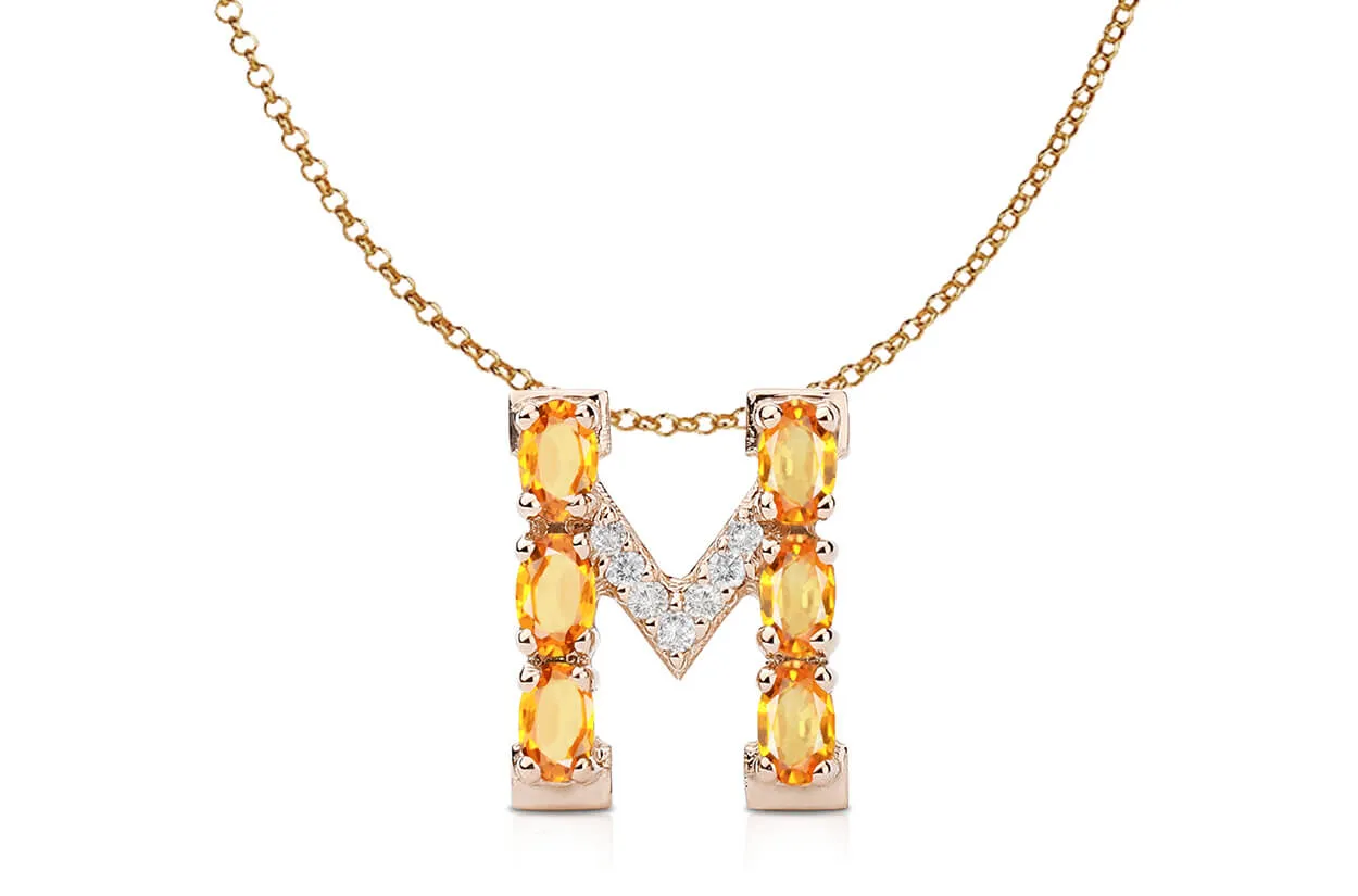 Pendant Letter M Initial 18kt Gold