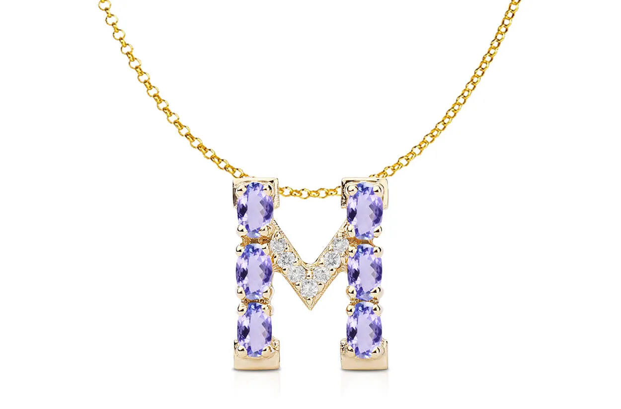 Pendant Letter M Initial 18kt Gold