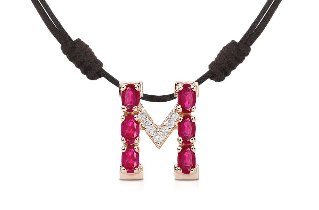 Pendant Letter M Initial 18kt Gold