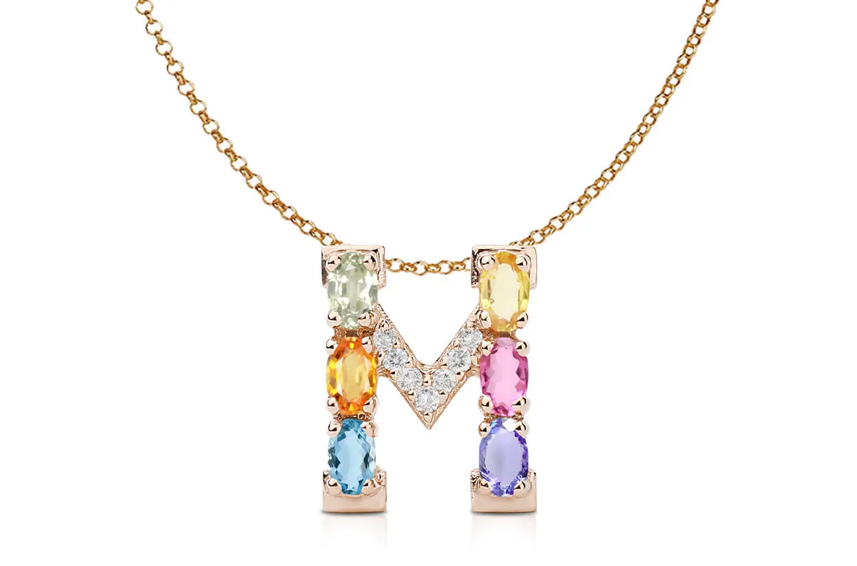 Pendant Letter M Initial 18kt Gold