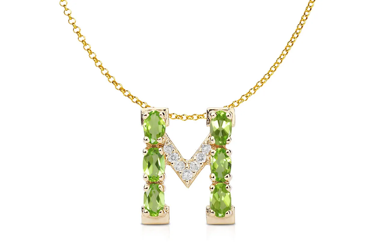 Pendant Letter M Initial 18kt Gold