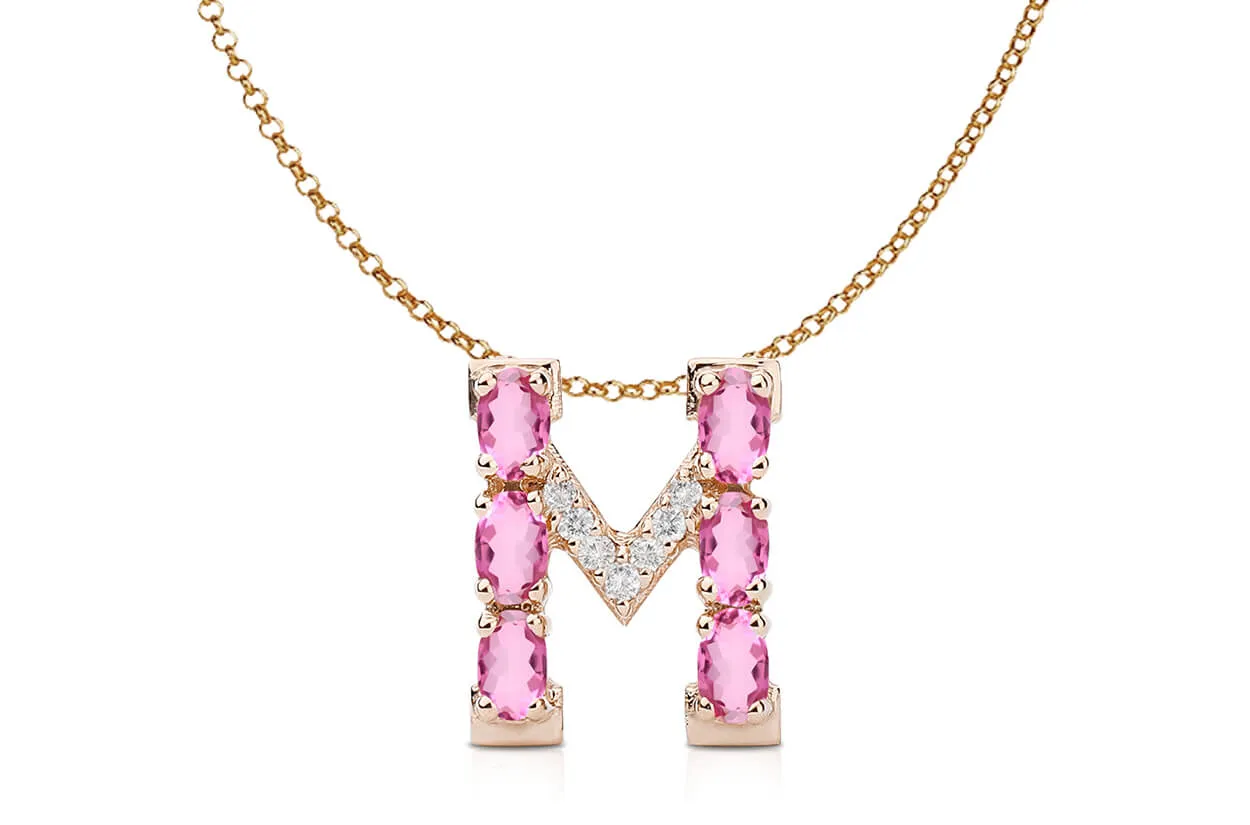 Pendant Letter M Initial 18kt Gold