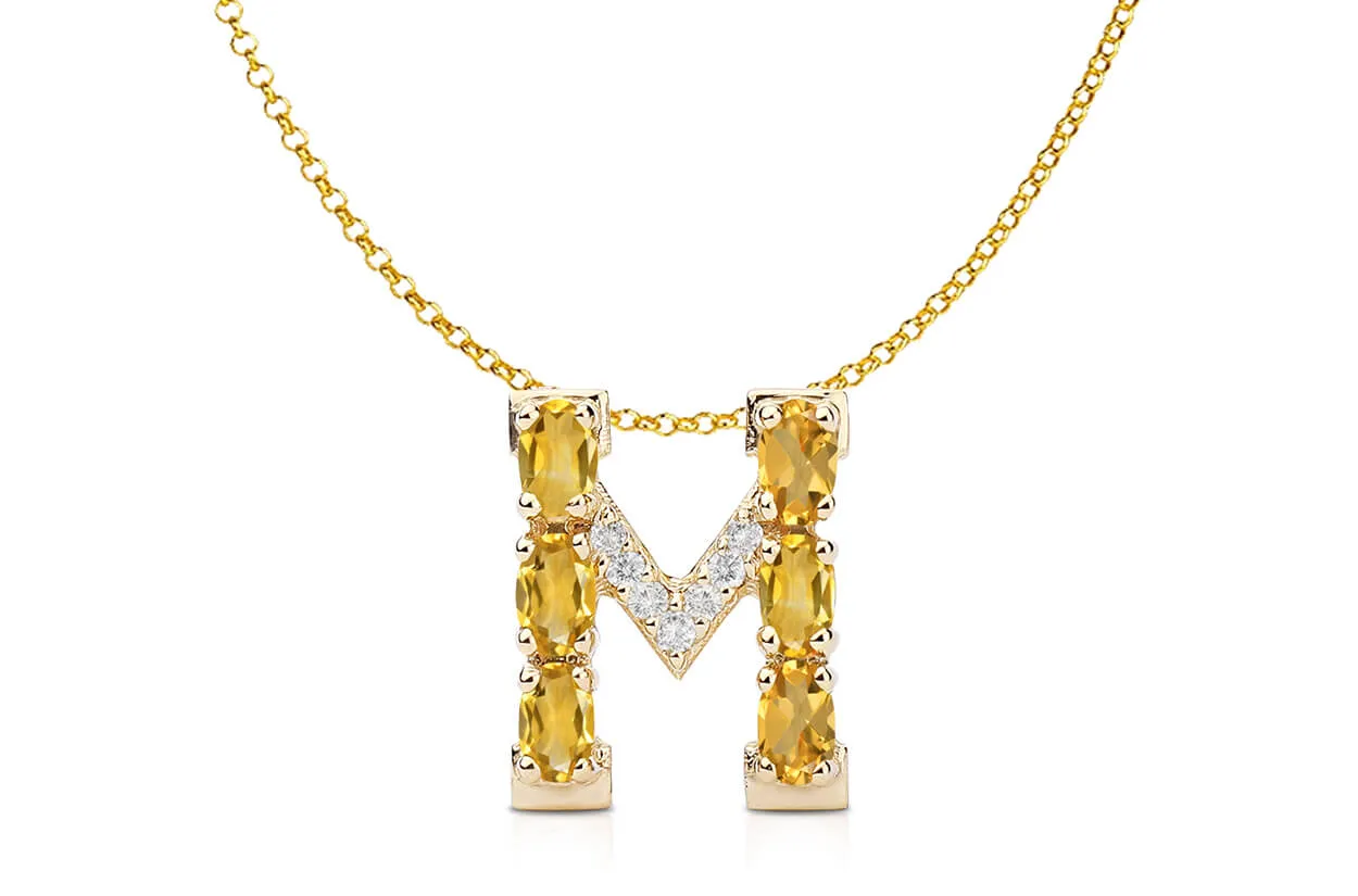 Pendant Letter M Initial 18kt Gold