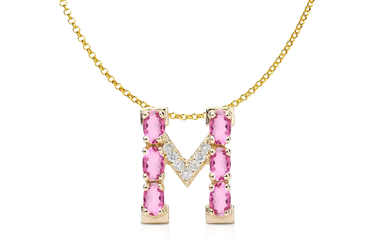 Pendant Letter M Initial 18kt Gold