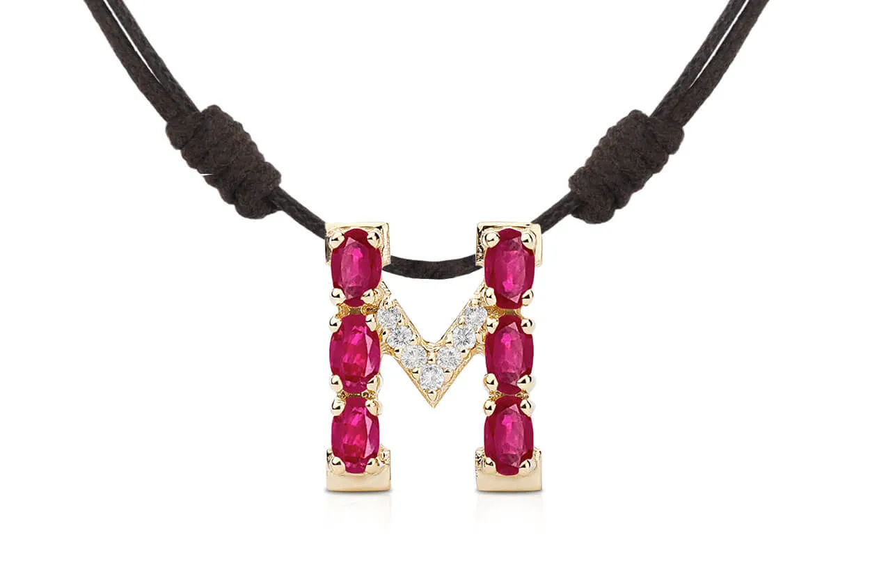Pendant Letter M Initial 18kt Gold