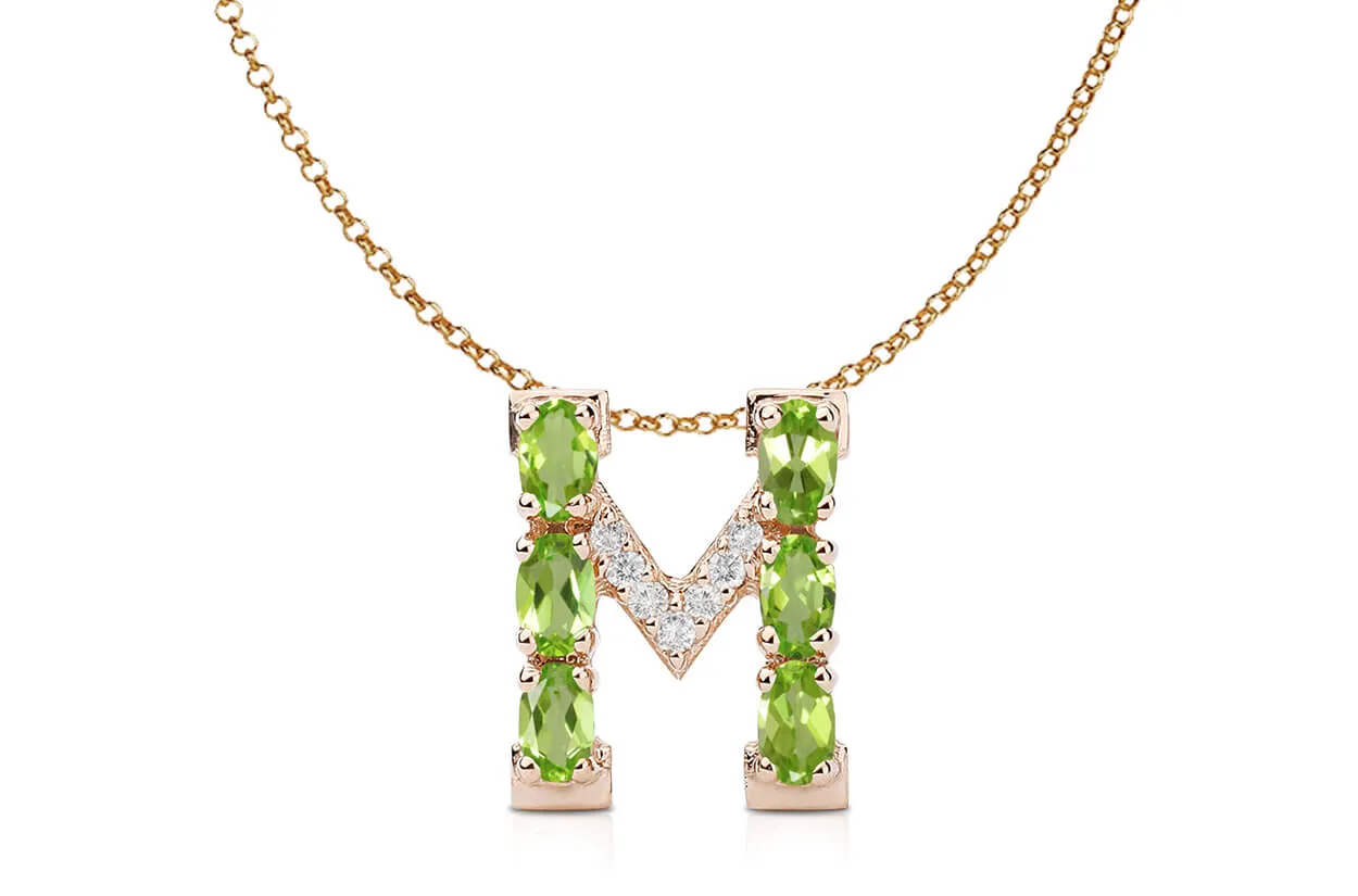 Pendant Letter M Initial 18kt Gold