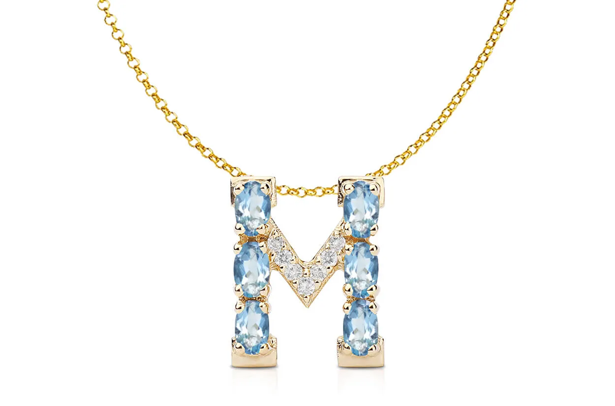 Pendant Letter M Initial 18kt Gold