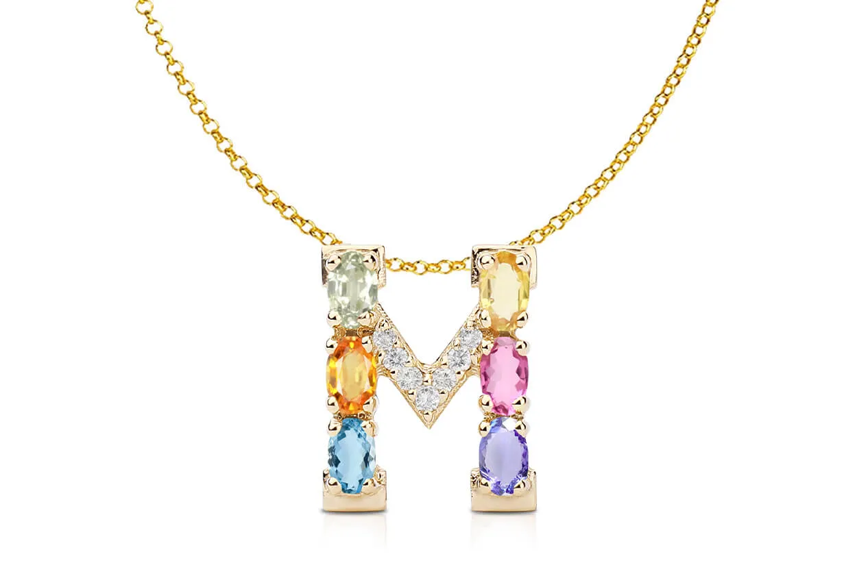 Pendant Letter M Initial 18kt Gold