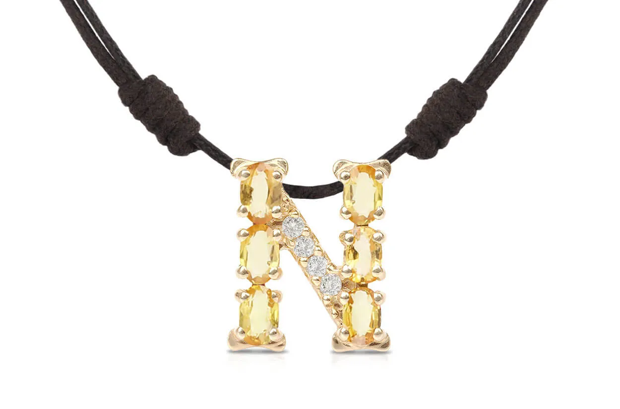 Pendant Letter N Initial 18kt Gold