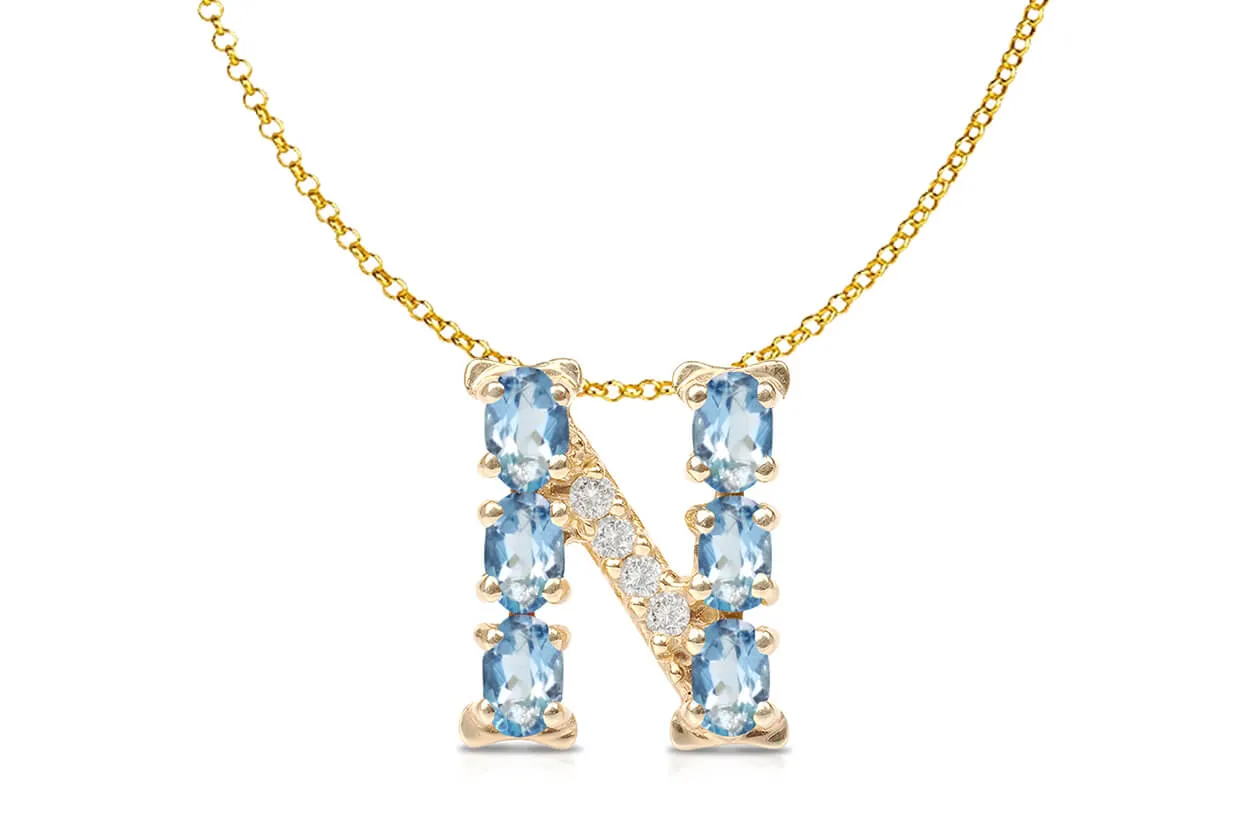 Pendant Letter N Initial 18kt Gold
