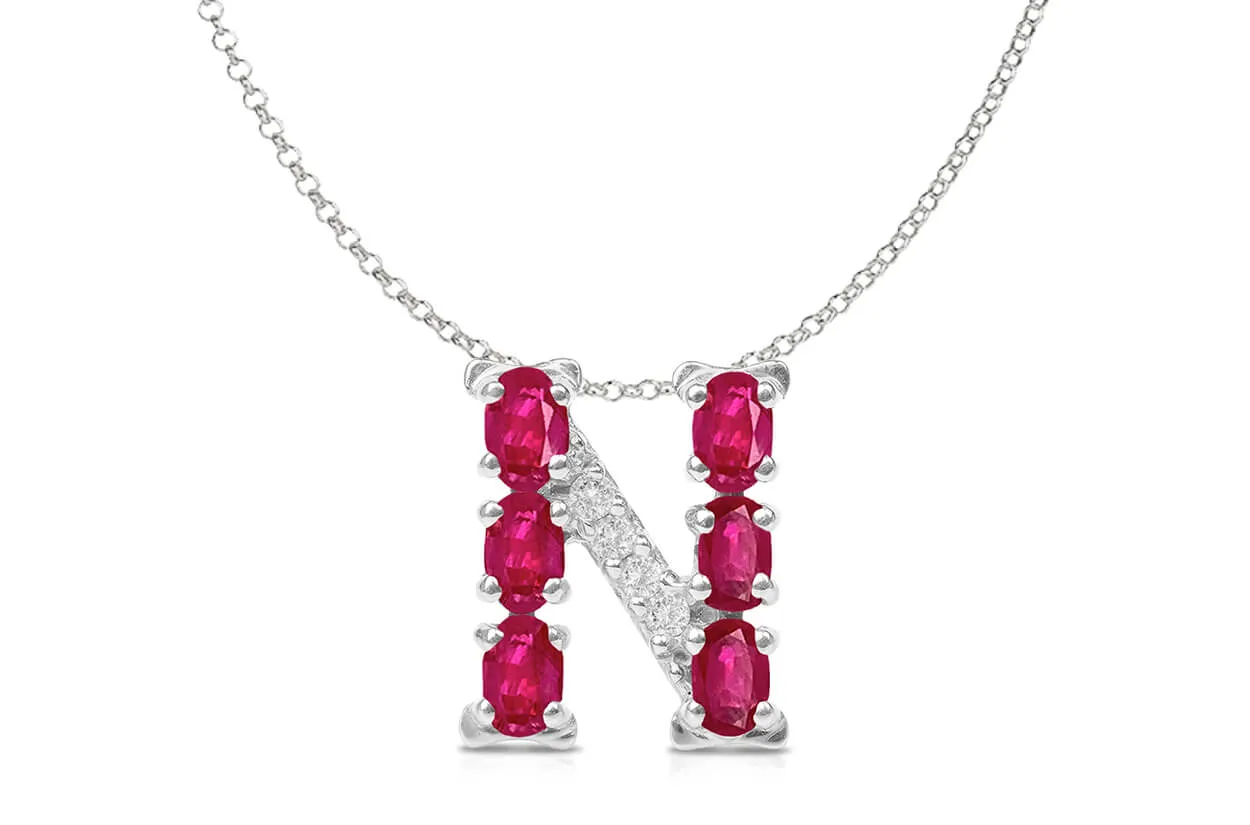 Pendant Letter N Initial 18kt Gold