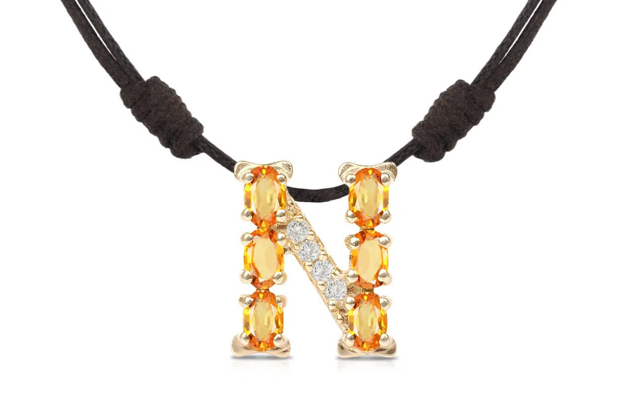 Pendant Letter N Initial 18kt Gold
