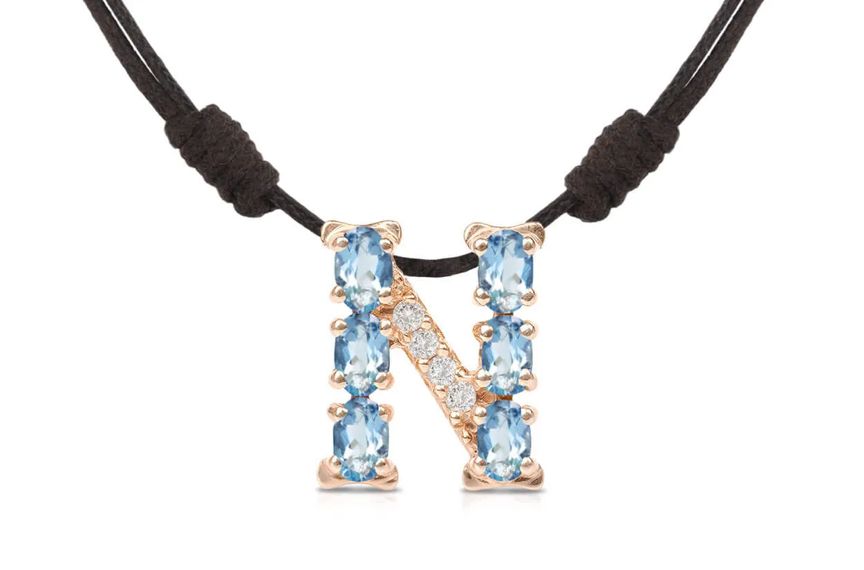 Pendant Letter N Initial 18kt Gold