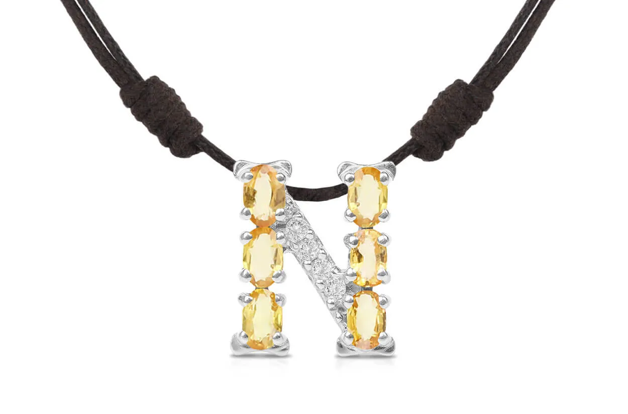 Pendant Letter N Initial 18kt Gold